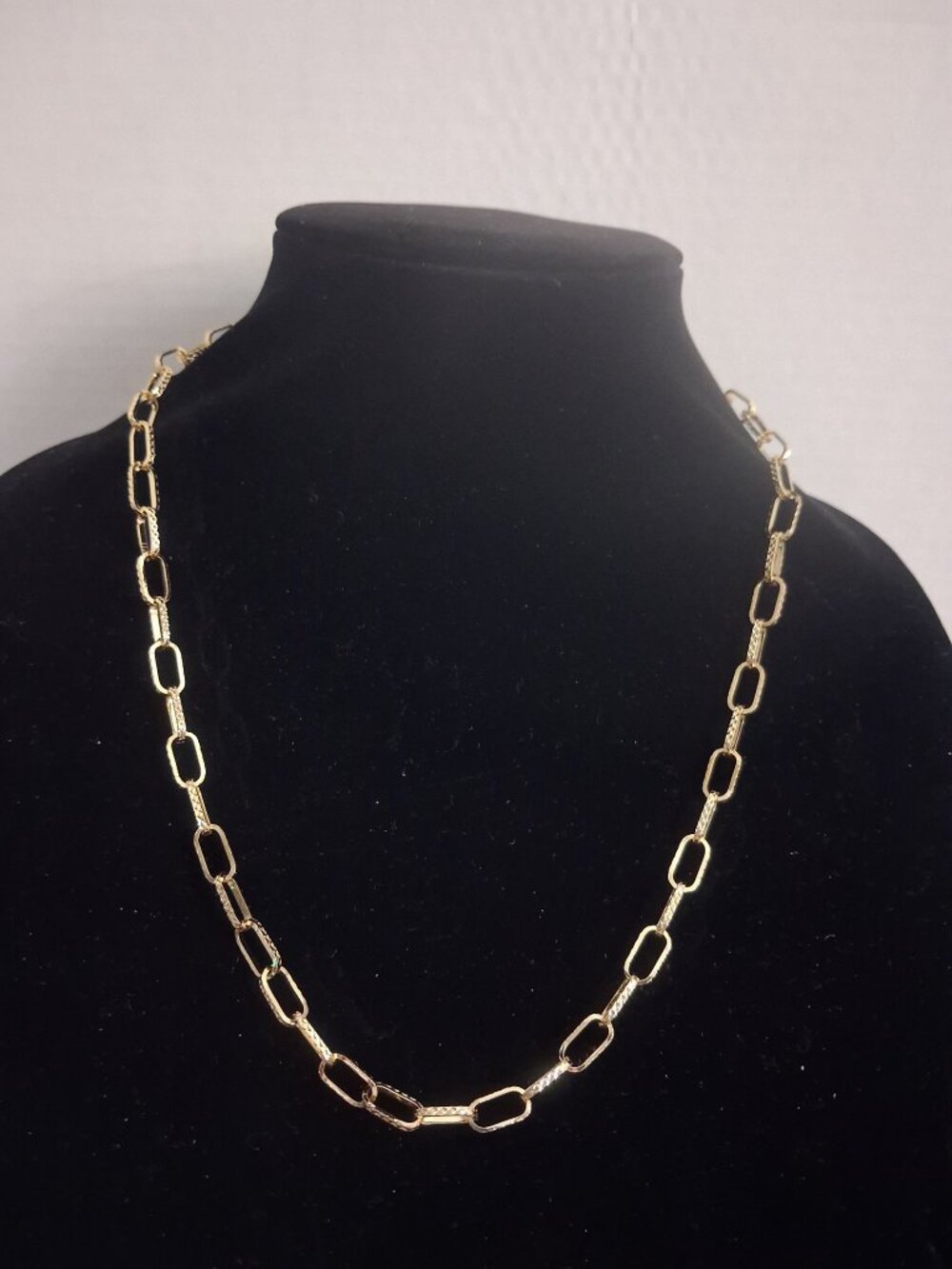14K Gold Filled Paperclip Chain Necklace 22" Laser Diamond Cut Links